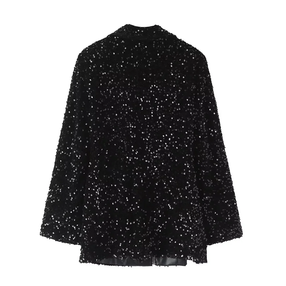 Black Suit Women's Sense Small Fashion Temperament Sequins High Grade Sense Explosive Street Small Suit