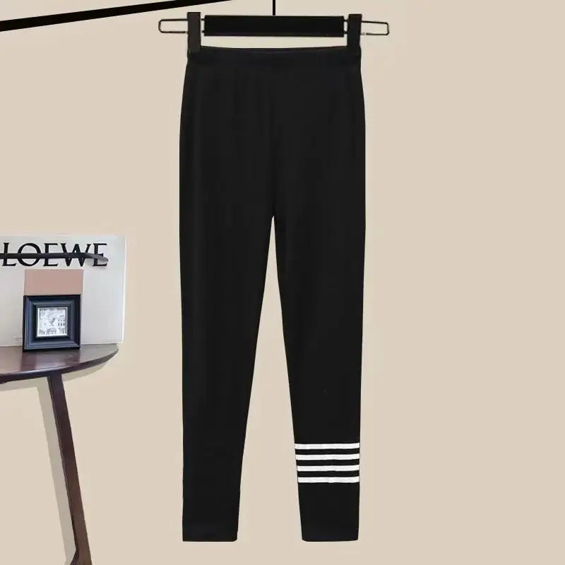 Women's Autumn Winter New Loose Knitted Hoodie Shark Pants Two Piece Korean Elegant Pullover Matching Set Female Clothing Suit Only Pants