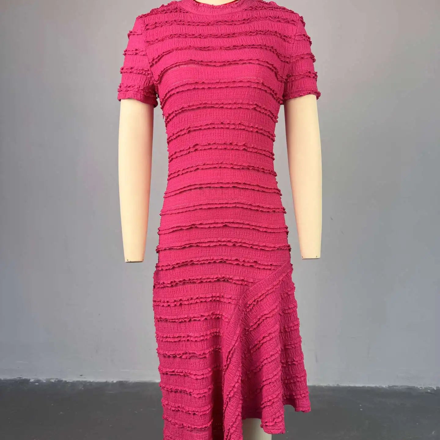 CM.YAYA Women Short Sleeve O-neck Big Swing Elastic Dress 2025 Sweet Elegant Sexy Birthday Beach Night Party Vestidos Dresses