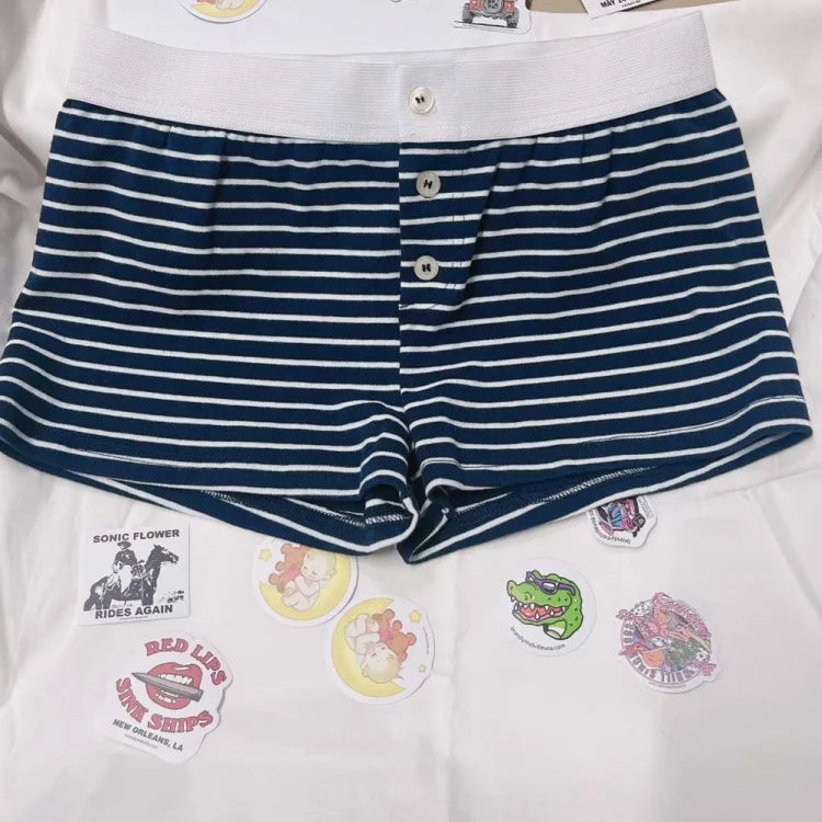 Casual Women Soft Cotton Front Buttons Shorts Summer Vintage Low Waist Female Chic Bottoms color4 One Size