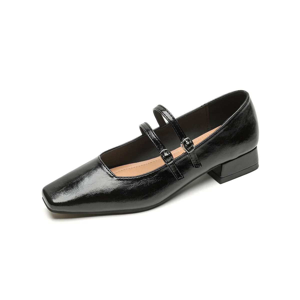 spring women's outerwear shoes Square toe design Mary Jane shoes Ladies casual high heels Work boat shoes Large sizes 41-43