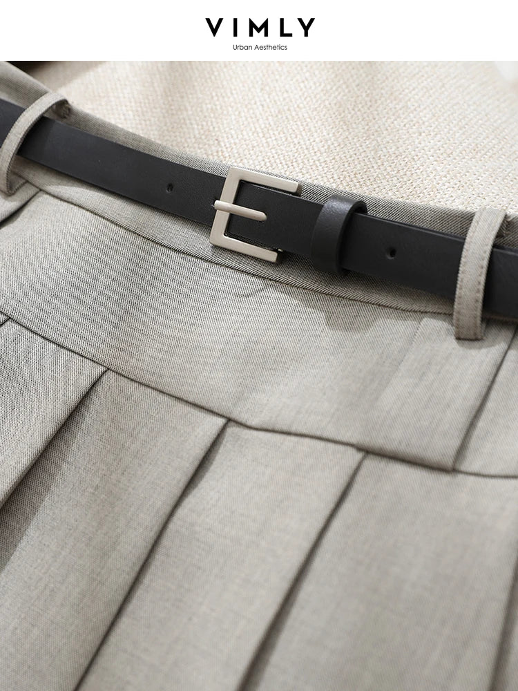 Vimly Elegant Work Flared Pleated Skirts for Women 2023 Fall Fashion Office Lady Woman Autumn A Line Midi Skirt Clothes M2935