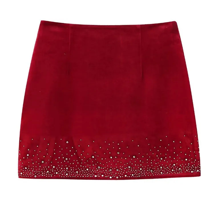 Women Fashion Shinning Sequined Design Irregular Velvet Mini Skirt Faldas Mujer Female Chic Side Zipper Vestidos QUN2663