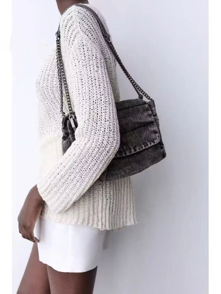 Denim Shoulder Bag for Women Handbag Luxury Designer Tote Bag Fashion Party Evening Bags Casual Top Handle Bag Summer Purses