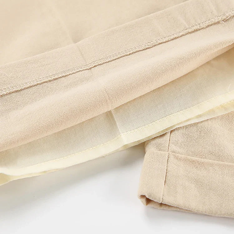 Mnealways18 Khaki Elegant Women 2 Pieces Sets Cotton Linen V-Neck Sleeveless Vest Outfit Summer Vacation Wide Leg Pant Sets 2023