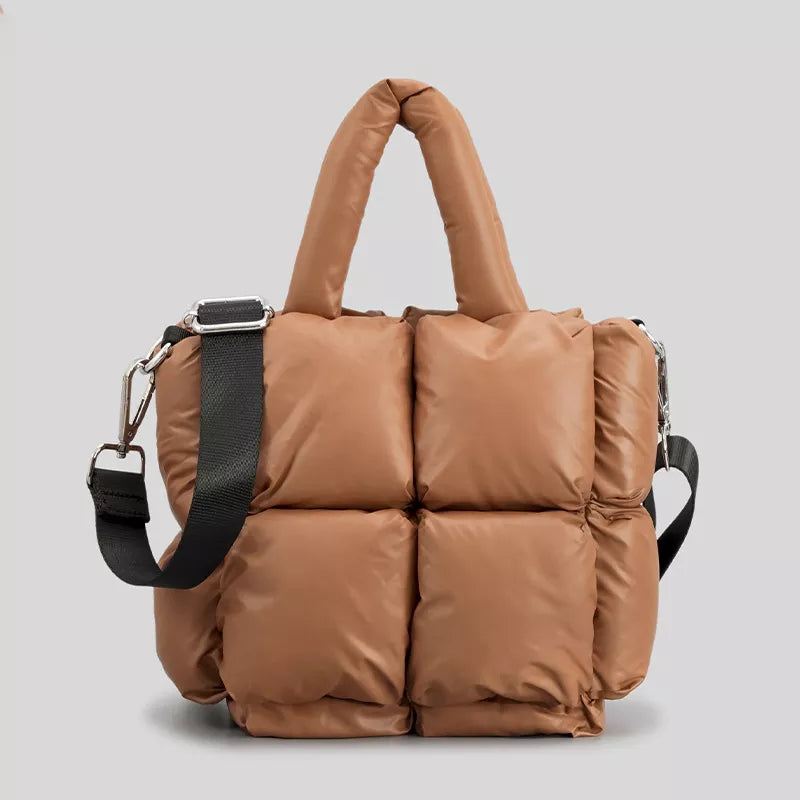 Fashion Large Tote Padded Handbags Designer Quilted Women Shoulder Bags Luxury Nylon Down Cotton Crossbody Bag Winter Purse Brown mini