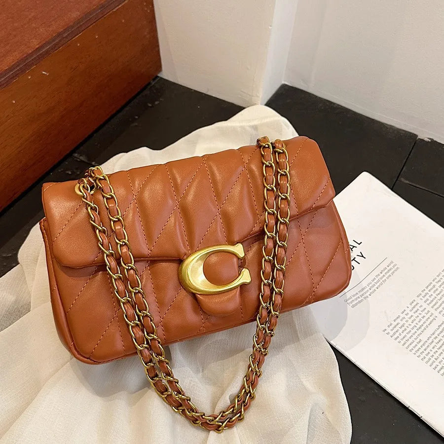 2025 Women's Quilted Crossbody Bag, Luxury Chain Strap Mini Bag, Diamond Pattern Shoulder Purse, Fashionable Elegant Clutch