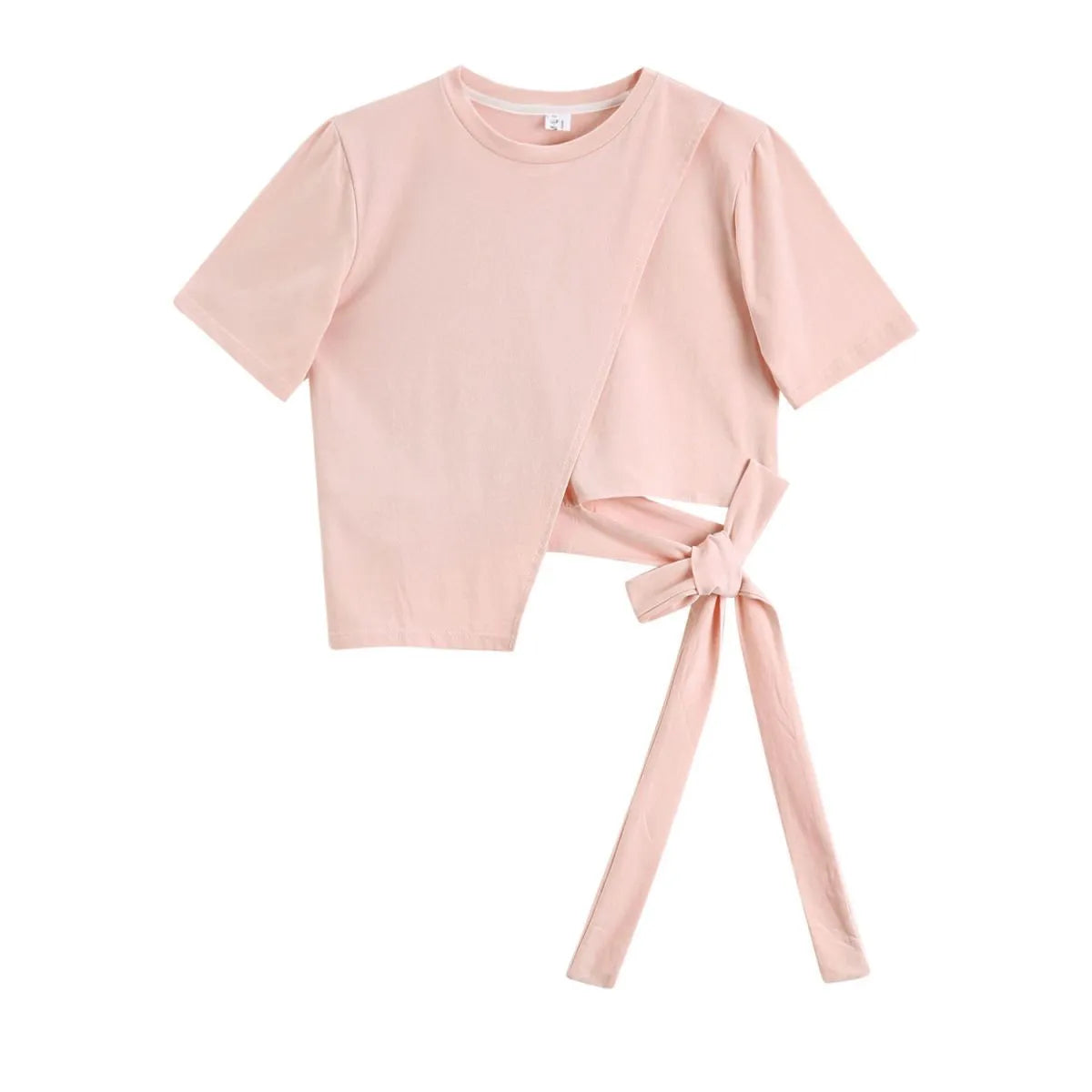 Korean Style Bow Tassel Short Sleeve T-shirt Tops Ruffle Ruffle Skirt Two-piece Elegant Women's Skirt Suit Casual Outfits pink tops
