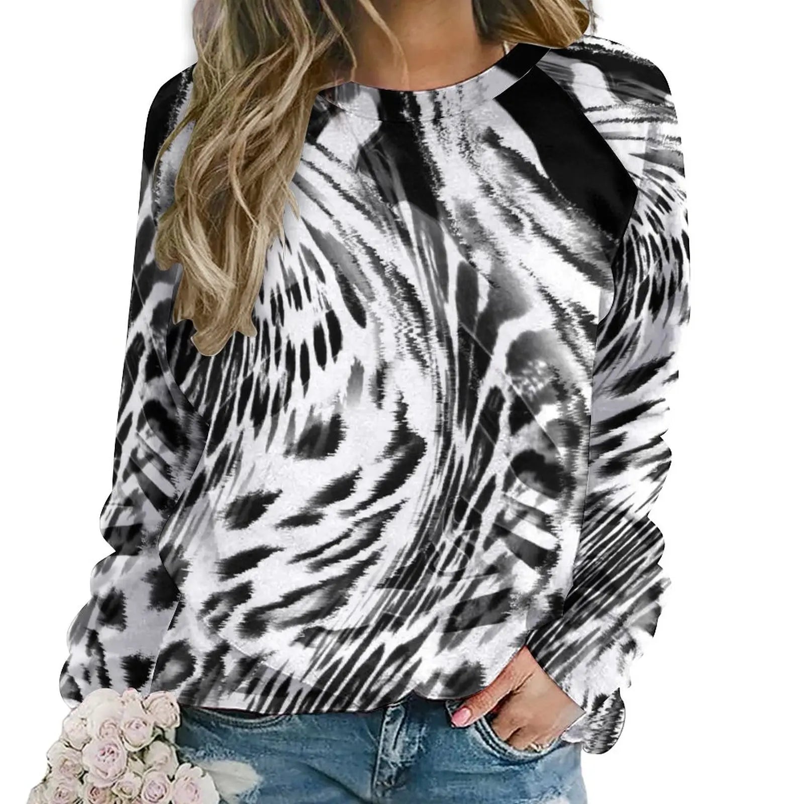 Jungle Cheetah Casual Hoodies Female Leopard Skin Green Leaves Print Hoodie Long Sleeve Street Fashion Oversized Sweatshirts style-14