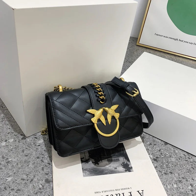 High-End Korean Style Chain Embroidery Bag - Women's Small Square, Versatile Design