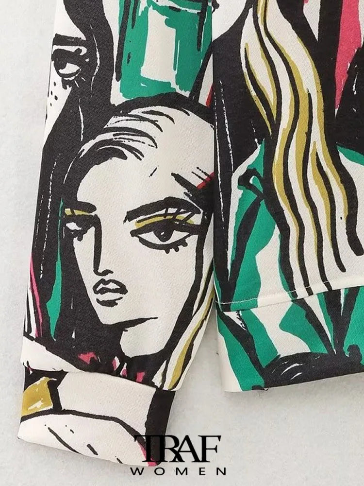 Women Fashion Girl Print Sweatshirt Vintage O Neck Long Sleeve Female Pullovers Chic Tops