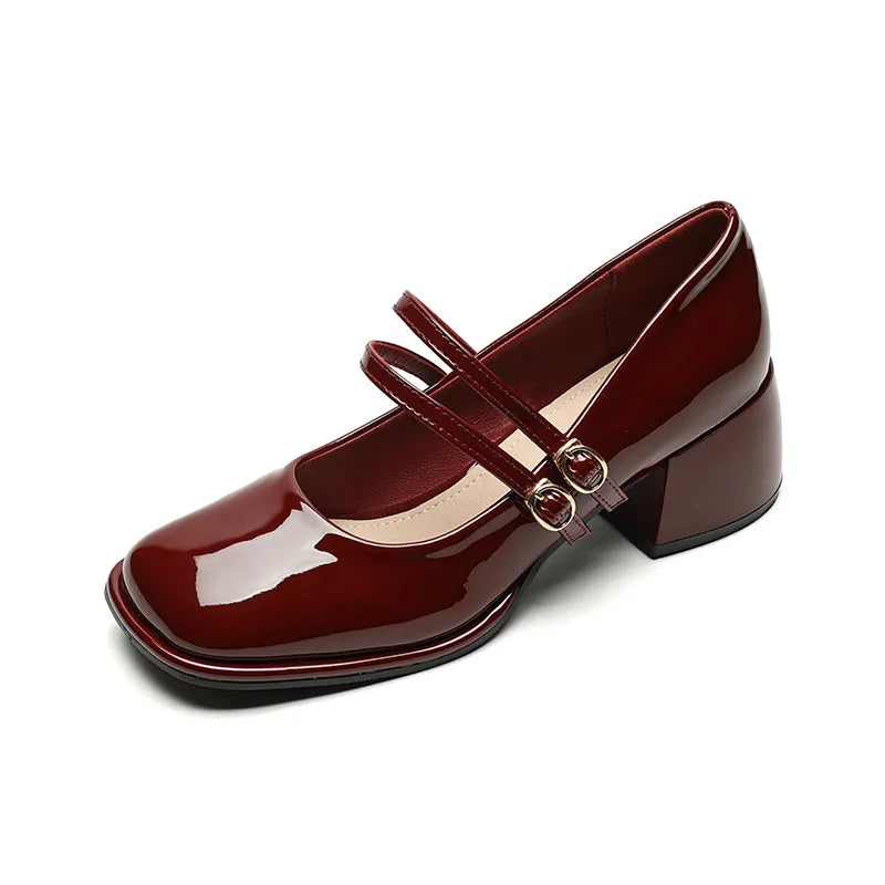 Sapatos femininos primavera 2023, salto alto feminino, Mary Janes casuais, bico quadrado branco, design para carreira e deslocamento, estilo coreano, 41-43