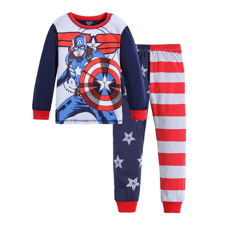 Children's Pyjamas Spiderman Iron Man Set Kids Sleepers Hero Collection Set Boys Girls Cartoon Long Sleeve Sleepwear 2-7T