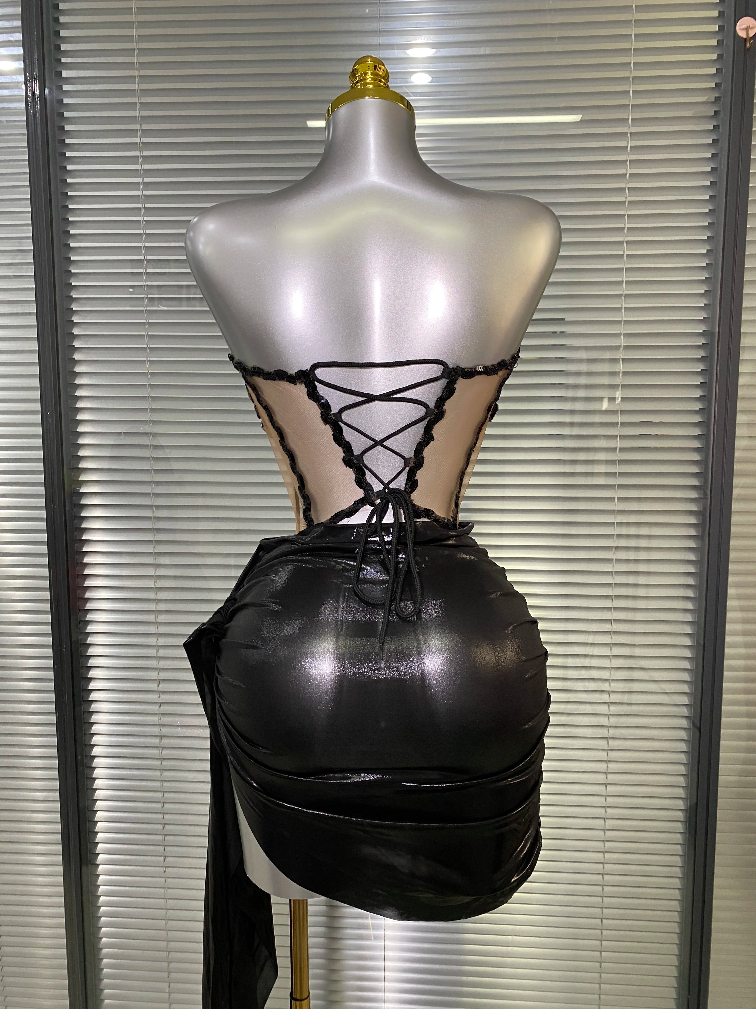 Women Sexy Sparkly Two Pieces Set Shinning Fancy Night Club Skirt Suits Singer Dancer Stage Performance Costume