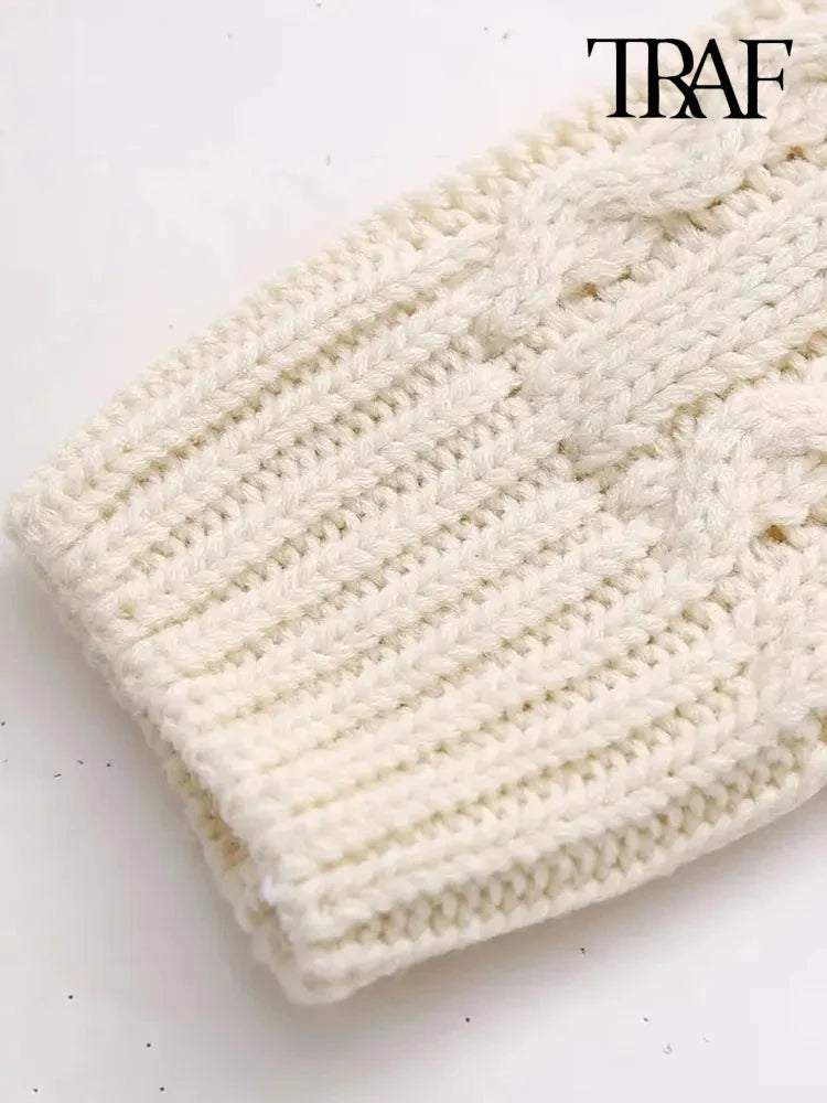 Women Fashion With Beading Cropped Knit Cardigan Sweater Vintage Long Sleeve Front Button Female Outerwear Chic Tops