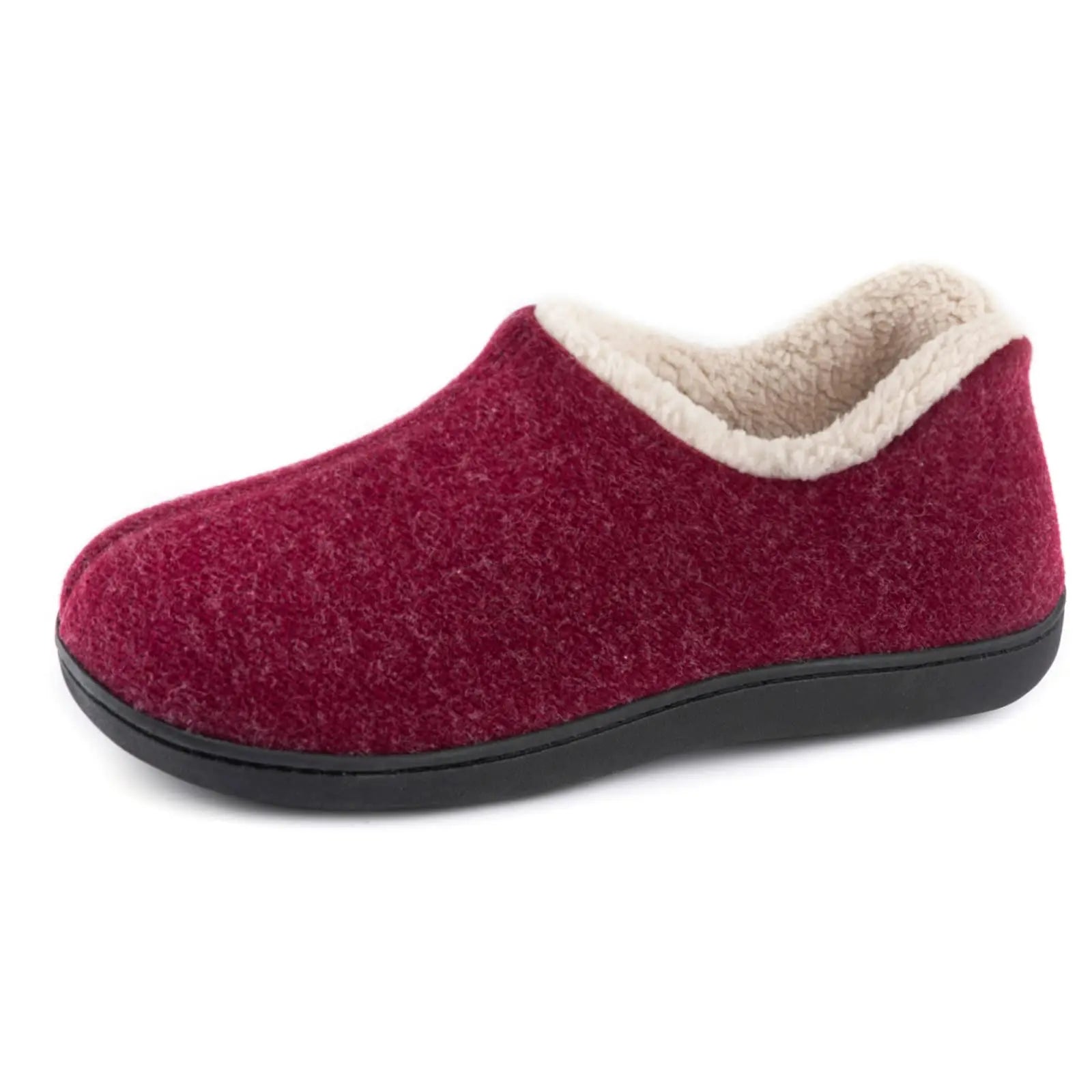 Winter Indoor Loafers Home Slippers Women Classic Cozy Faux Plush Slippers And Outdoor Warm Closed Non-Slip Rubber Shoes Red