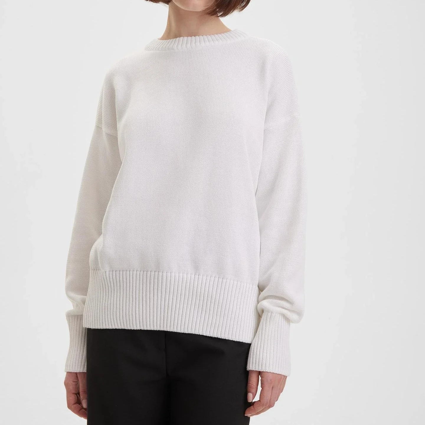 Winter Warm Thick Knit Sweaters Solid Black Sweater Soft Pullover Loose Pullovers Korean Autumn Women Coat O Neck Sweater Jumper WHITE One Size