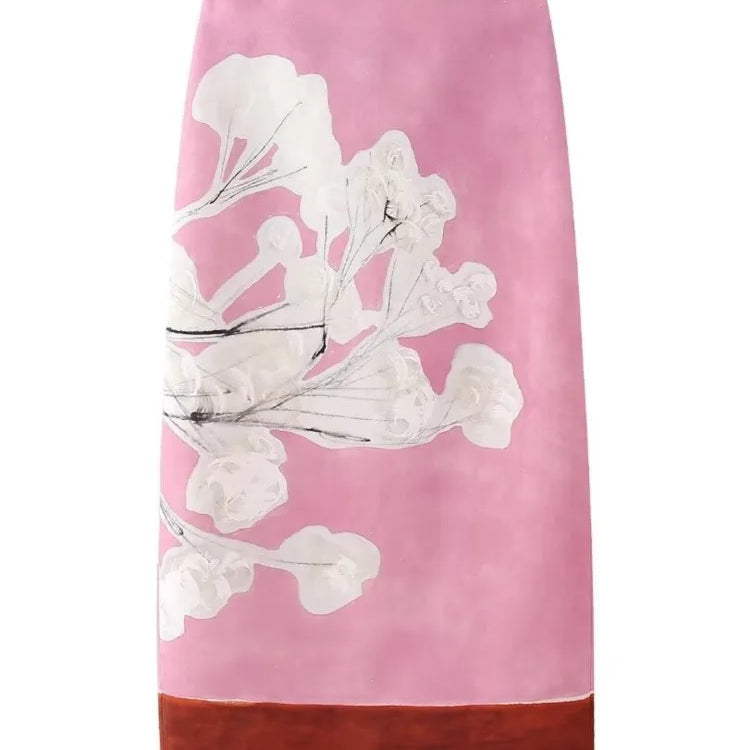 TRAF GAL Summer Spliced Pink Pinted Women Midi Long Skirts Zipper High Waisted Female Split Behind Pencil Skirt Y2K Bottoms 1