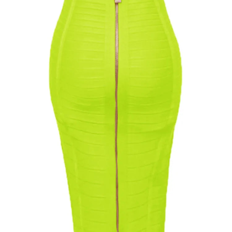 13 Colors Plus Size XL XXL 58cm Women Sexy Zipper Black Blue Orange Red Rayon Bandage Skirt Designer A Line Skirt Faldas