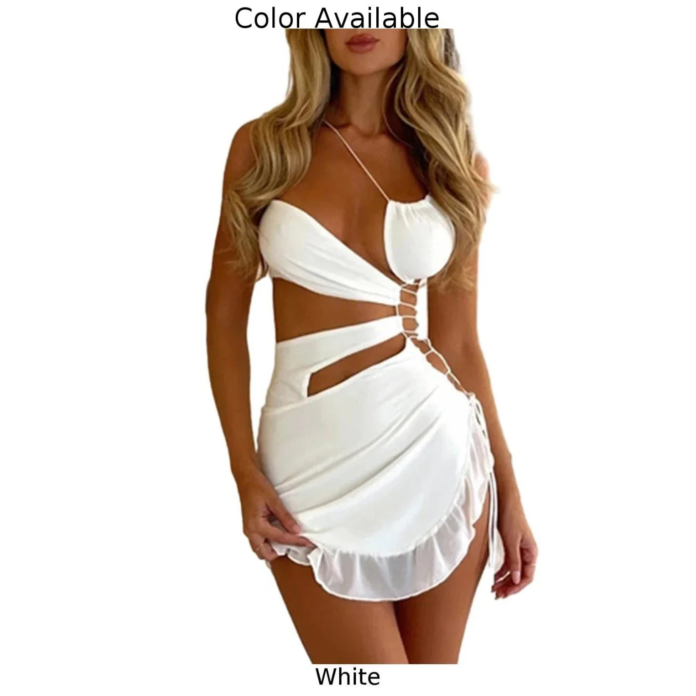 Womens Strappy Hollow Sexy Backless Slim Hip-covering Dress