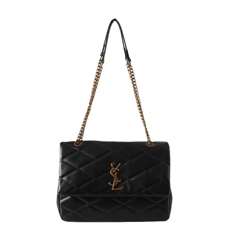 2025 Geometric Diamond Pattern Crossbody Bag, Vintage PU Leather Chain Strap Purse for Women, Anti-Theft Lightweight Work Travel