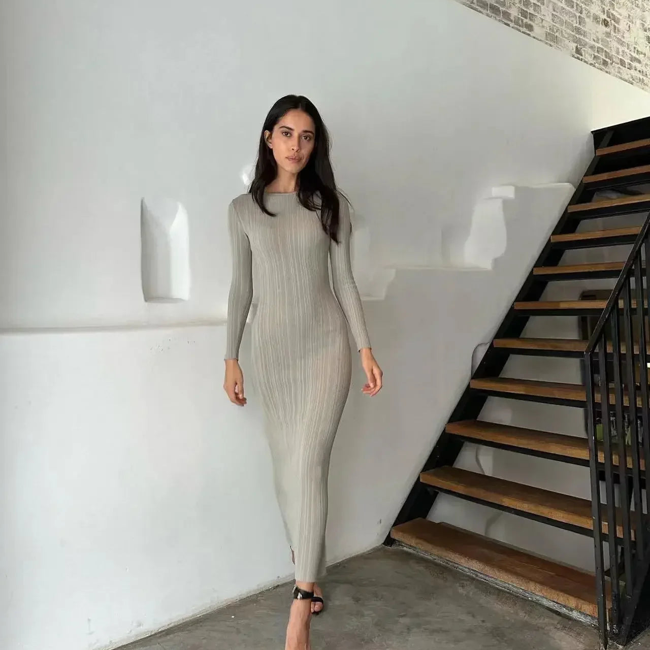 Women Spring Solid Maxi Long Sweater Dress Elegant Casual Fashion Pullover Bodycon Slim Streetwear Knitted Dress Autumn