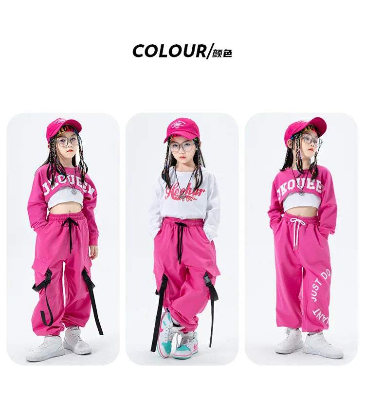 Girls Jazz Dance Performance Dress Girls Hip-hop Suit Cool Belly Button Exposed Clothing Children's Hip-hop Fashion Clothes