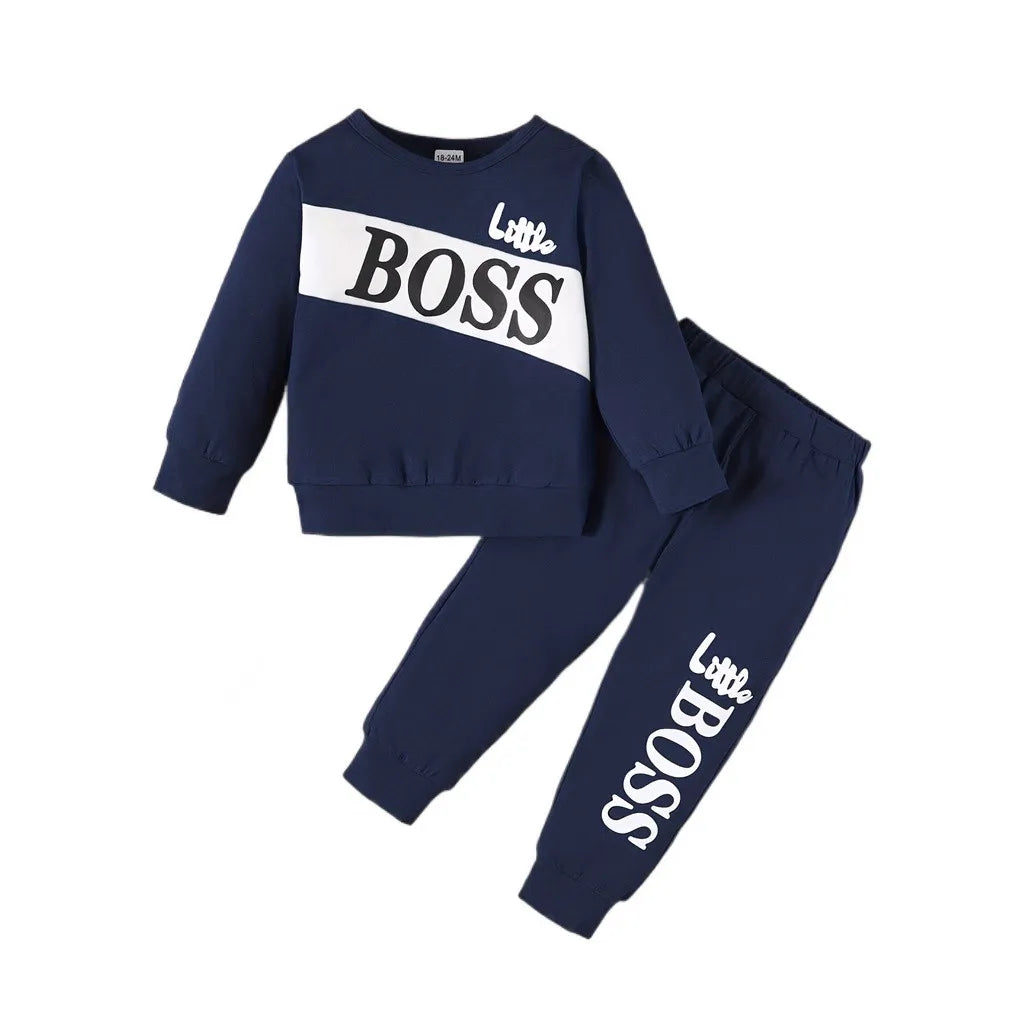 Kids Boy 1-6 Years Fashion Cool Boy Clothing Set Long Sleeves Letter Printed Top Pants Spring Autumn Little Boy Sporty Outfit 223050017-1