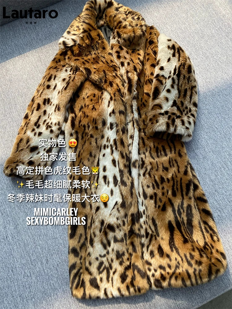 Winter Long Warm Thick Leopard Fluffy Faux Fur Coat Women Tiger Print Runway Loose Luxury Designer Clothing Women 2022