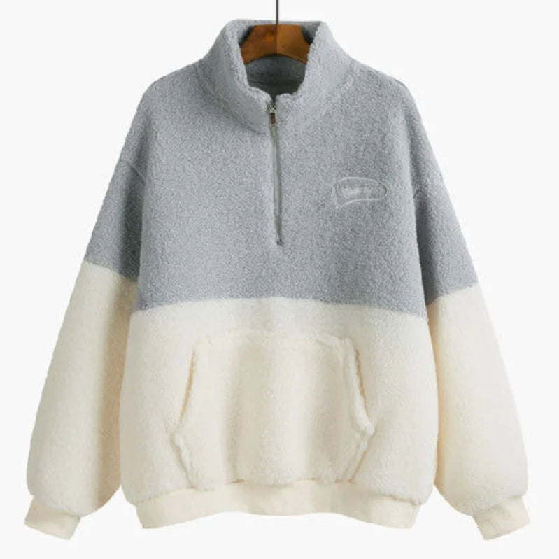 Velvet and Thickened Lamb Hair Outer Set for Women's Autumn and Winter New Korean Casual Wide Leg Pants Fashion Two Piece Set Grey coat