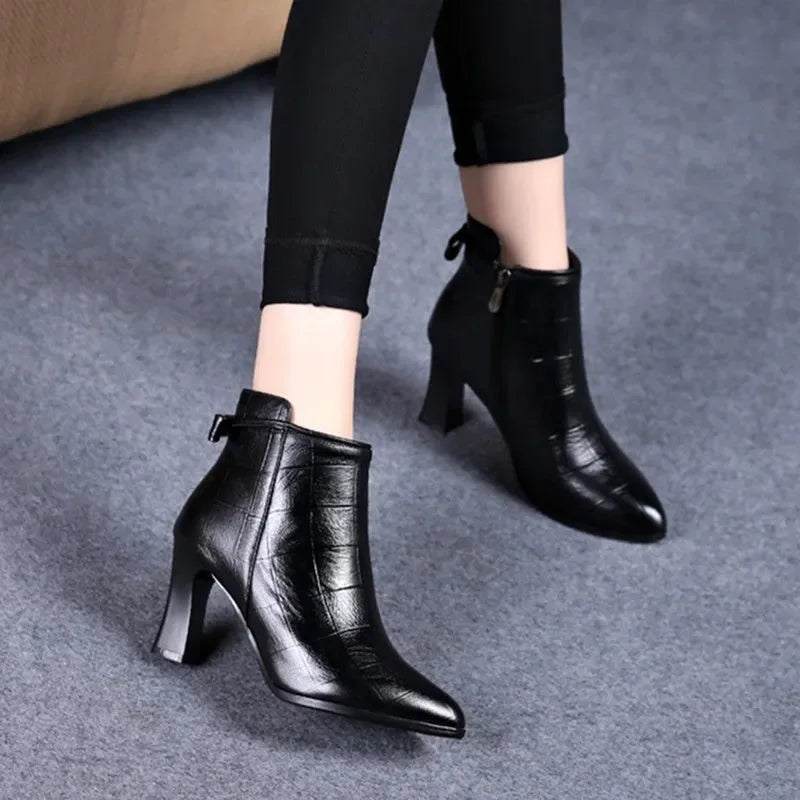 Women Sweet European Style Brand Designer Pu Leather Shoes Lady Classic Round Toe Comfort Autumn Ankle Boots