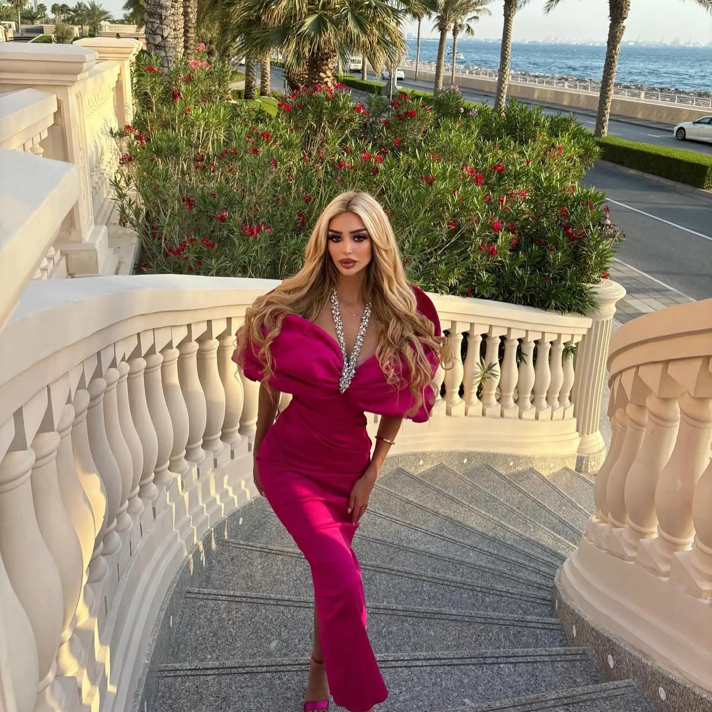 Red Black Women Sexy Off the Shoulder Crystal Halter Bodycon Long Bandage Dress Celebrate Evening Party Cocktail Outfit