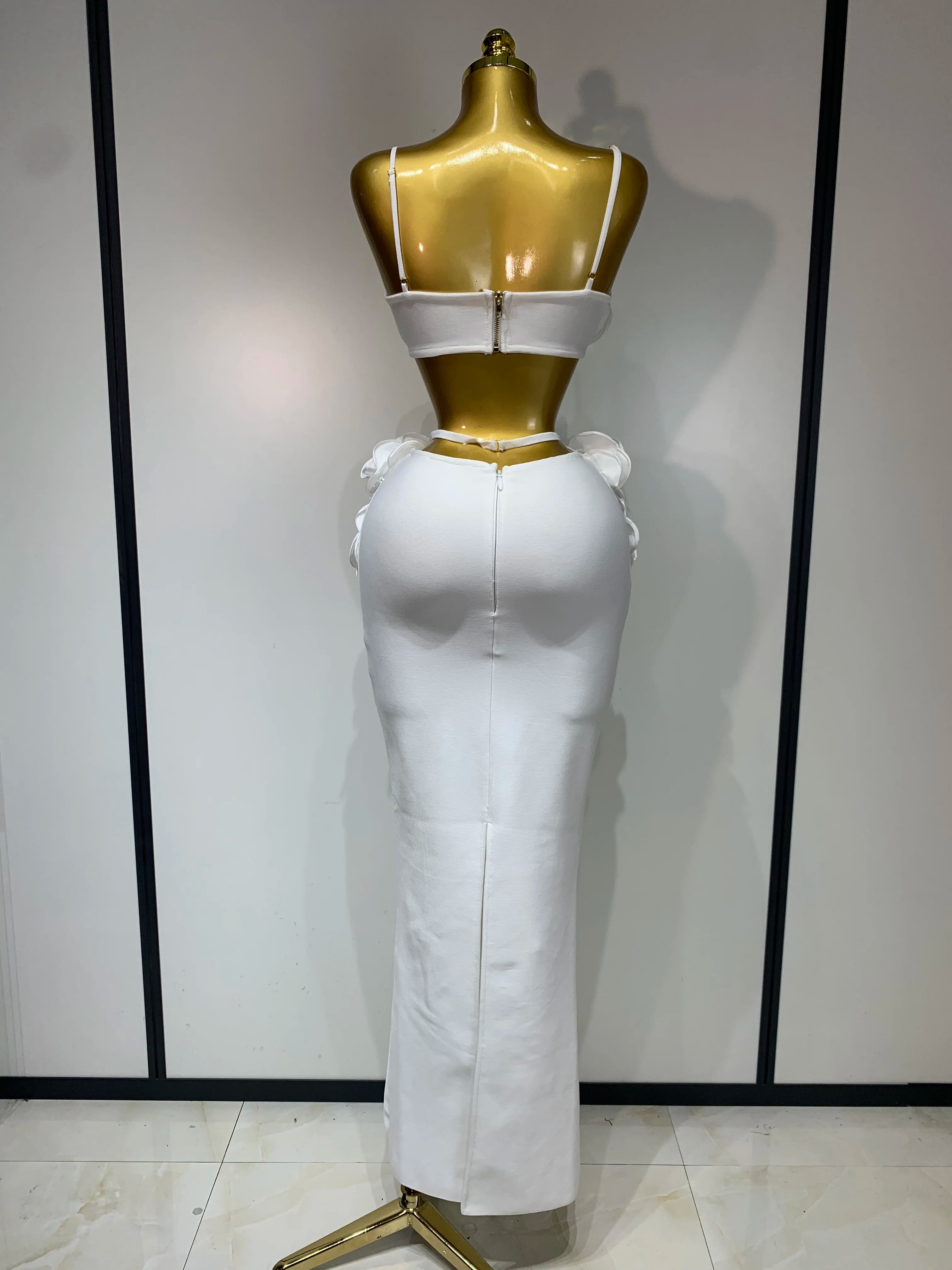 Women Sexy Camisole Floral Bandage Long Skirts Two Piece Set 2025 Celebrity Elegant Party Cocktail Prom Gown Nightclub Outfit