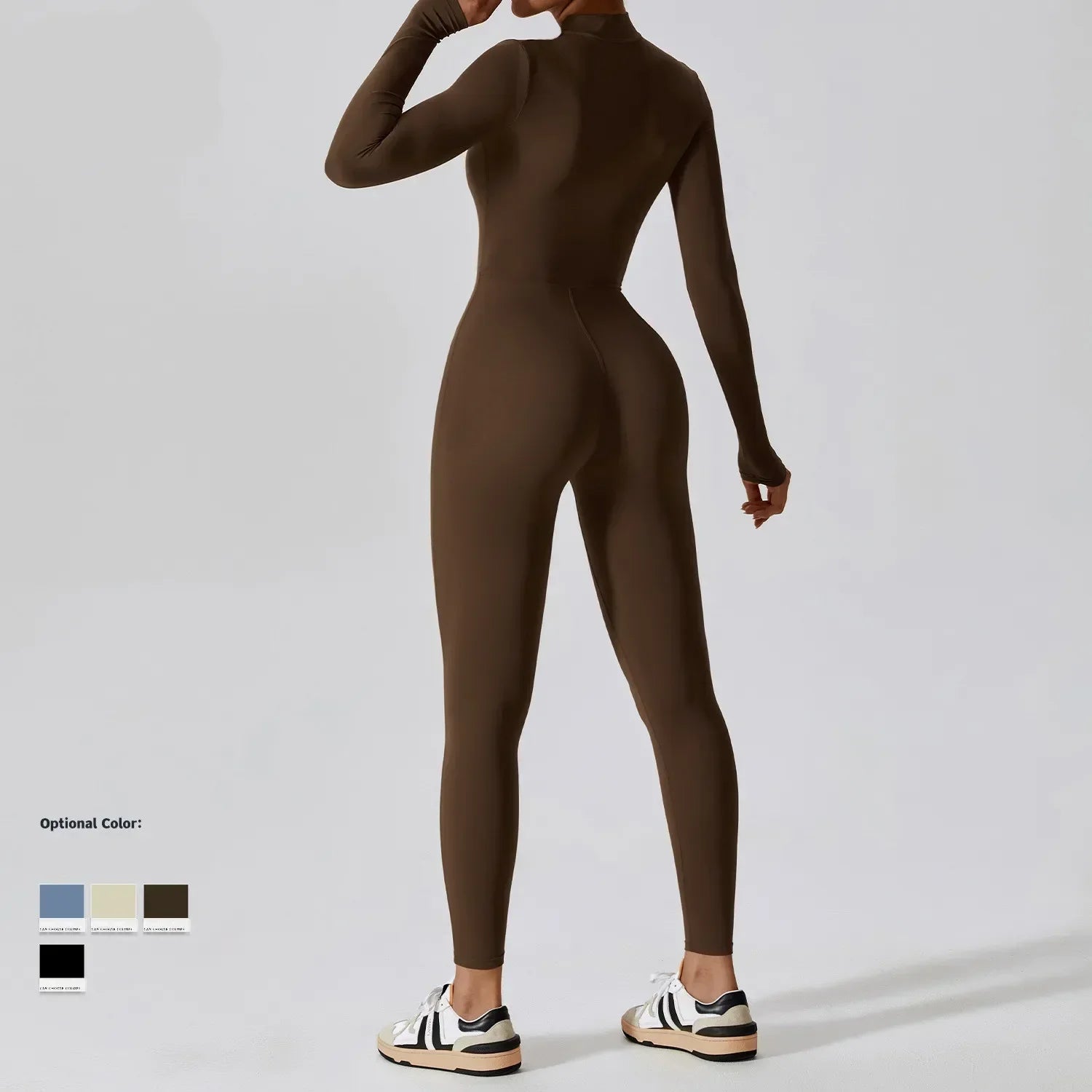 Yoga Jumpsuit Women Seamless Sports Zipper Jumpsuit Set Gym Long Sleeve Fitness Suit Elastic Gym Workout Bodysuit Athletic Wear