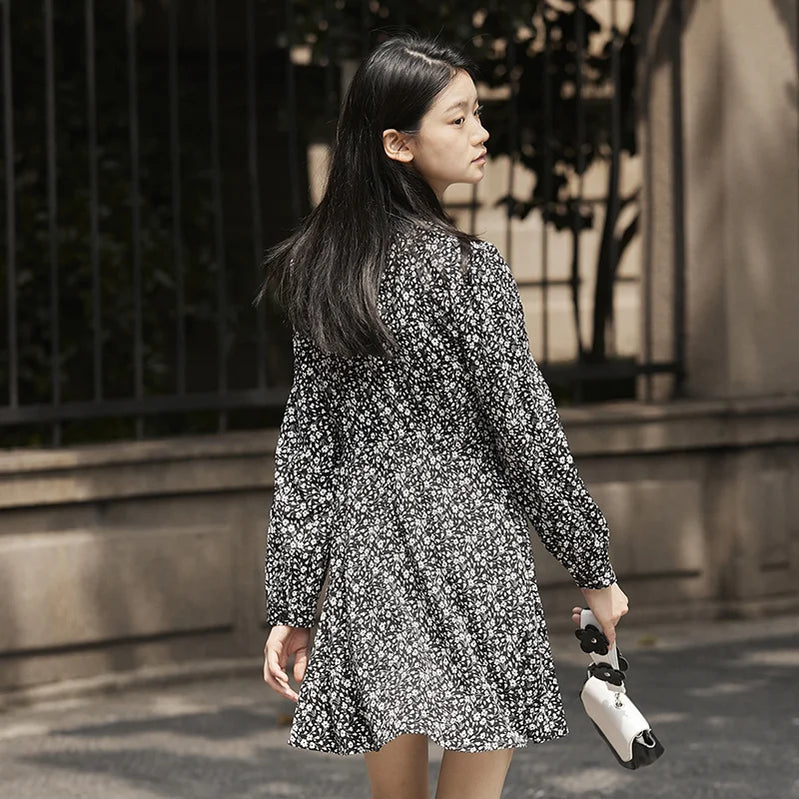 Dress Women Lace Hollow Floral Winter New Romantic Retro Temperament Chiffon Dress