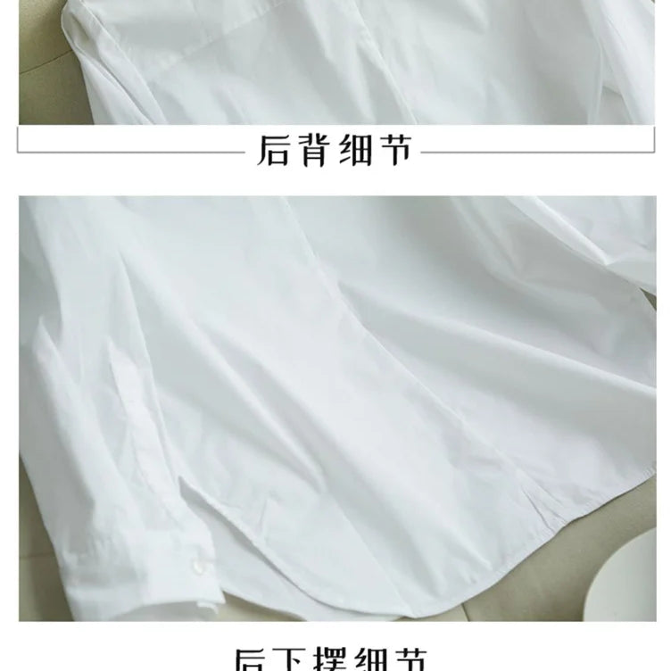 Spring and Summer Women's White Shirt Basic Korean Version Loose Casual Office Shirt Work Professional Top Solid Color