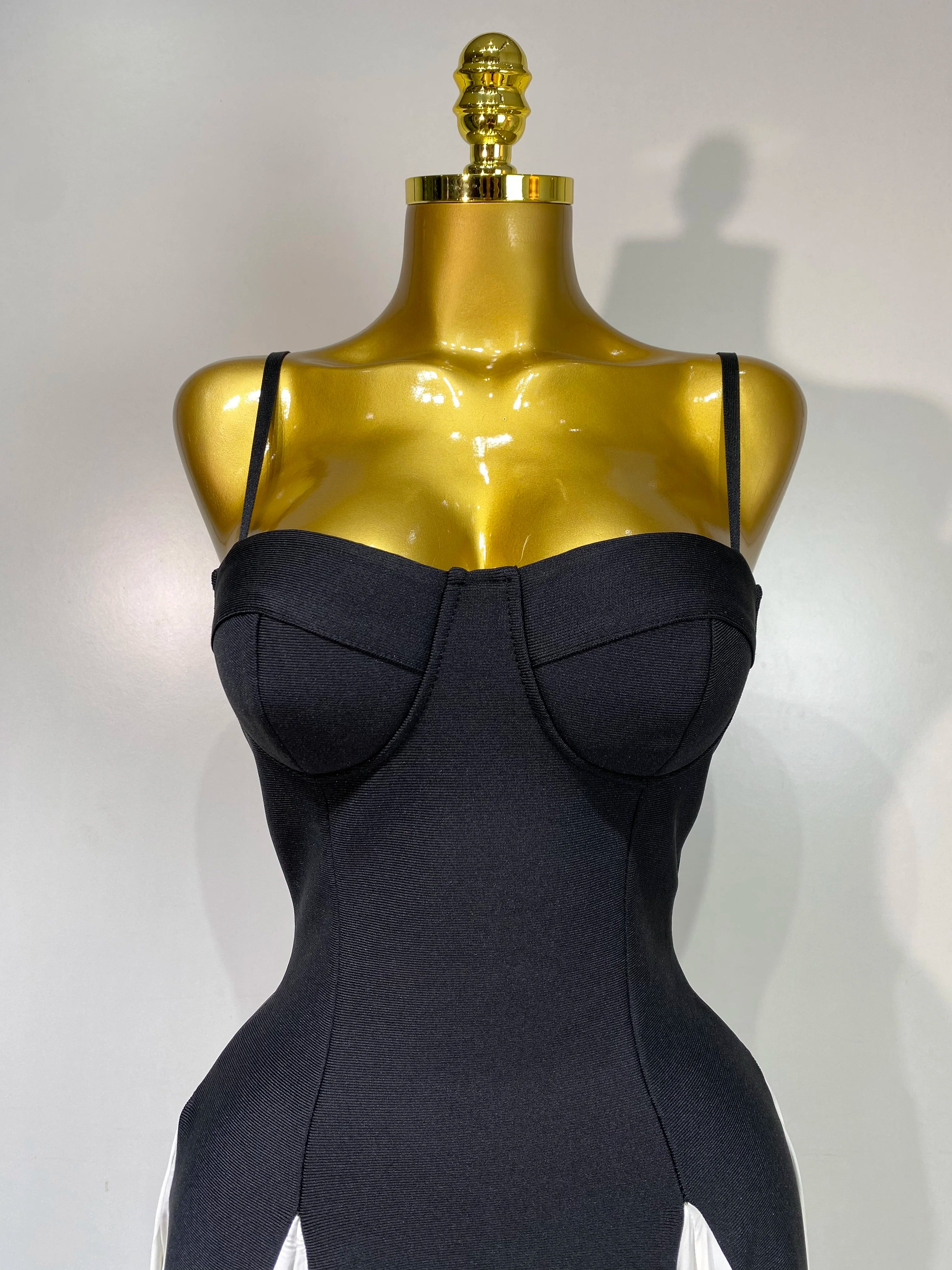Vestido longo feminino de cor contrastante 2025, elegante, sem mangas, costas nuas, cintura alta, bandagem, vestido de festa para rua alta