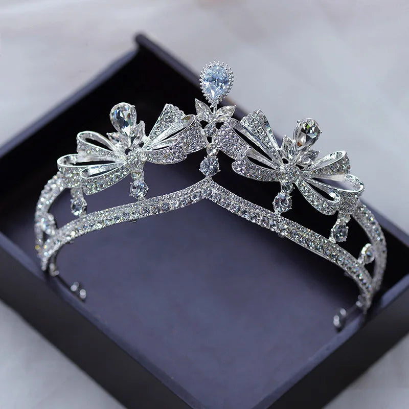 Baroque Luxury Crystal Bridal Tiaras Cubic Zircon Crown Rhinestone Pageant Diadem Headpieces Wedding Hair Accessories Silver Color 12