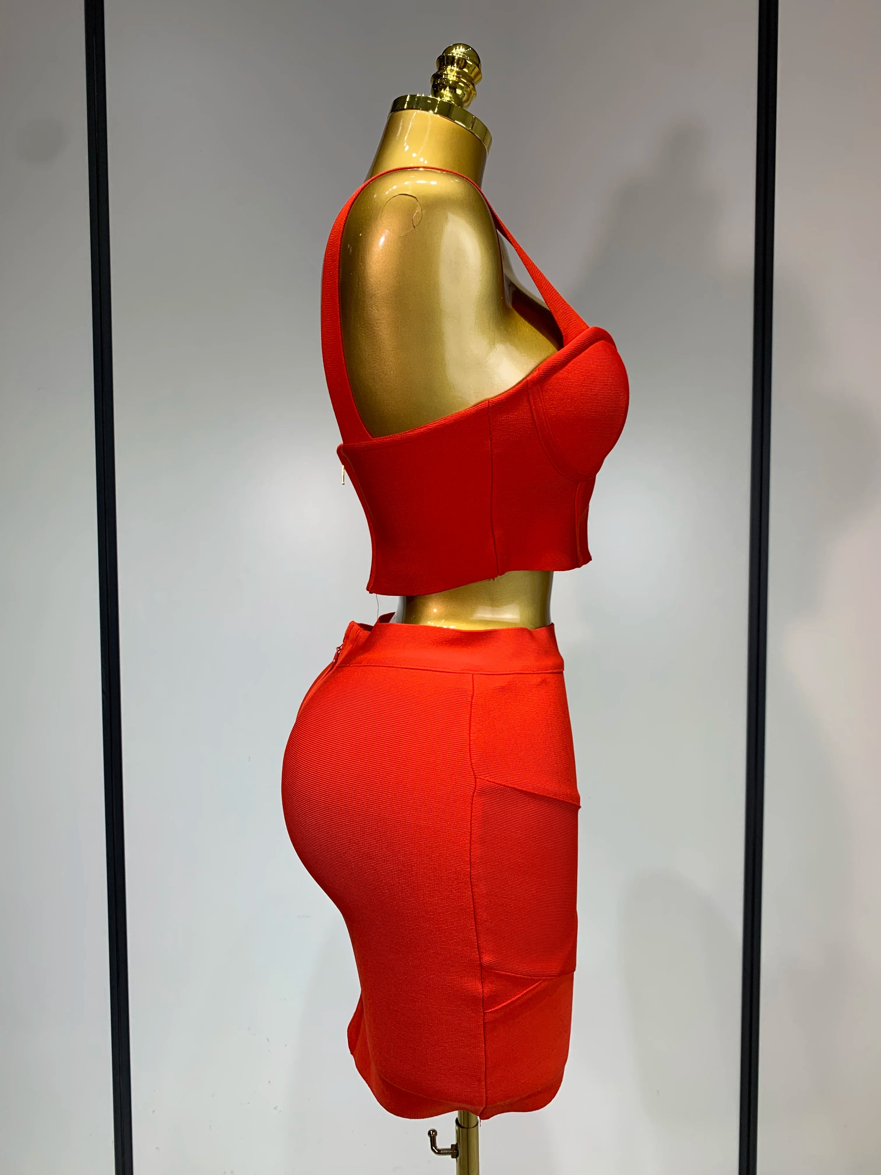 Women Sexy Backless Top Short Skirt Bodycon Bandage Two Pieces Sets 2025 Evening Party Luxury Birthday Outfit Nightclub Suits