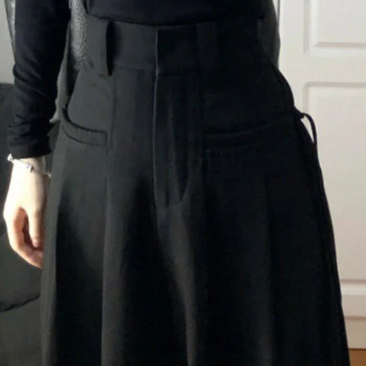 New Fashion Simple High-waisted Wide-leg Female Suit Pants American Full-length Black Casual Straight Solid Color Women's Pants