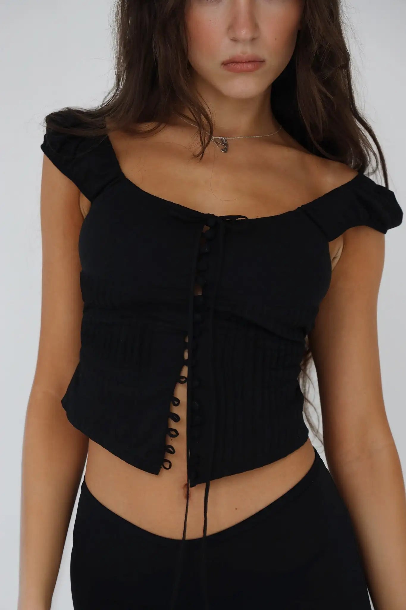 y2k Lace Up Crop Tops Vintage Fairy Grunge Short Sleeve T Shirt Retro Fashion Square Collar Clothes Kawaii Solid Tee Streetwear