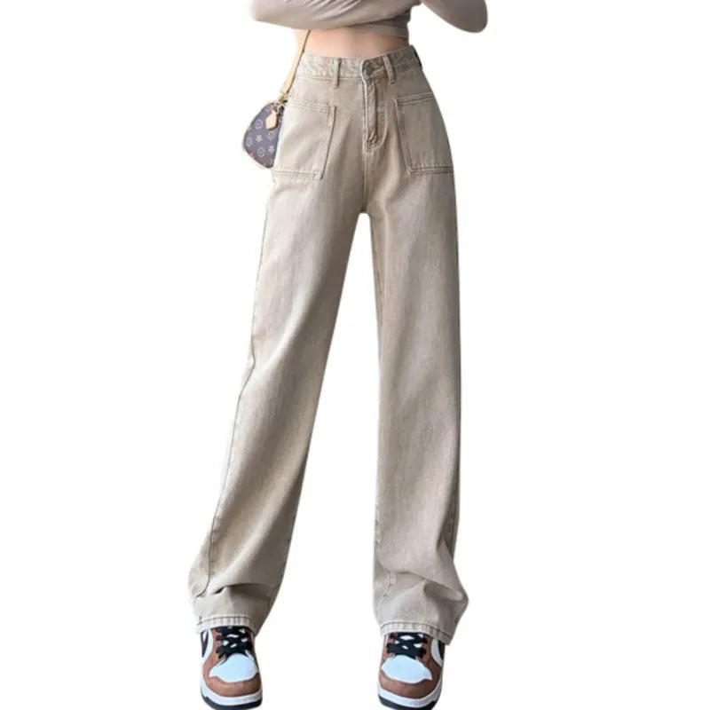 Female Denim Jeans High Waist Fashion New Loose Straight Wide Leg Long Design Brand Pants Dropship New Arrivals