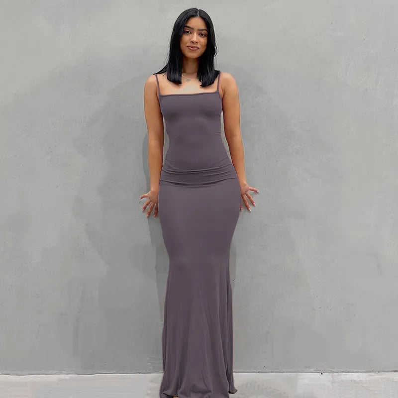 Satin Slip Sleeveless Backless Maxi Dress Women Y2K Summer Bodycon Elegant Sexy Outfits Ladies Birthday Party Club Sundress Purple