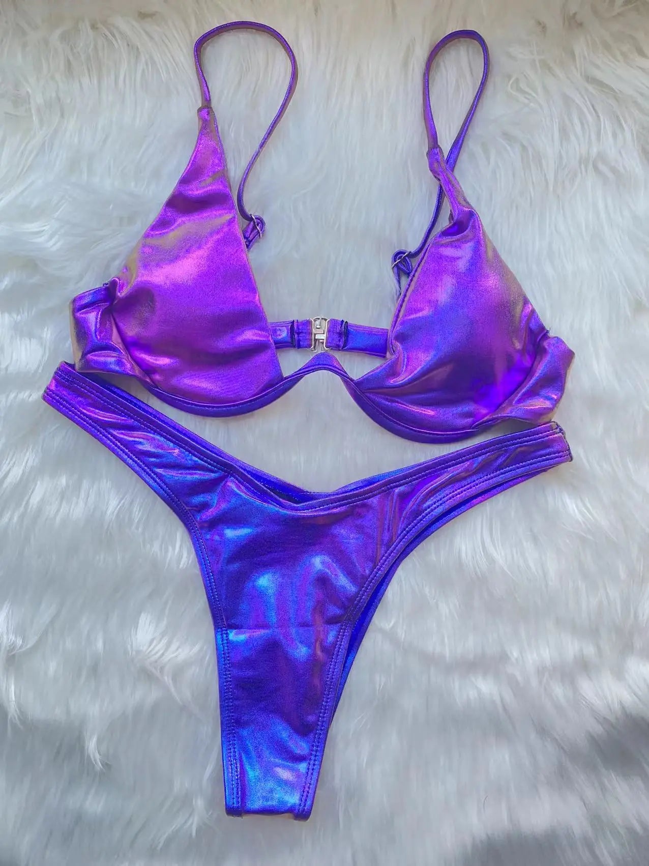 Sexy Triangle Bikini 2022 holographic Blue Push Up Extreme Thong Swimwear Brazilian Bandage Bathing Suit Swimsuit Micro Biquini 1