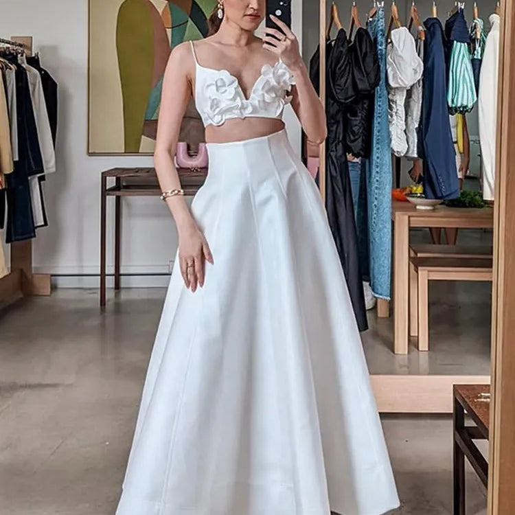 Elegant Women's Backless Satin Maxi Dress Casual Loose V Neck Side Splited Strap Robe 2024 Summer Female Vacation Beach Sundress