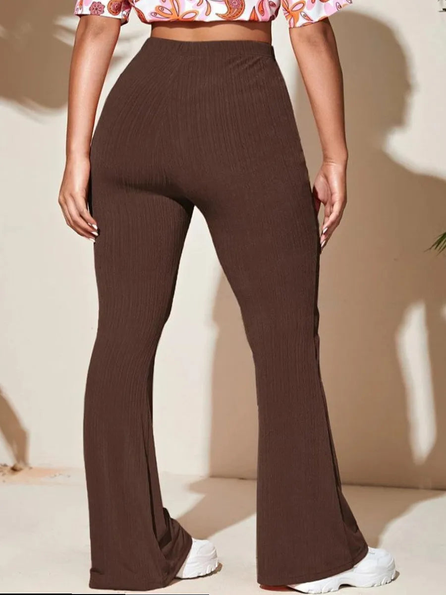 Plus Size High Waist Flared Stretchy Pants Women Yoga Pants Leggings Gym Workout Flared Wide Killer Legs Trousers