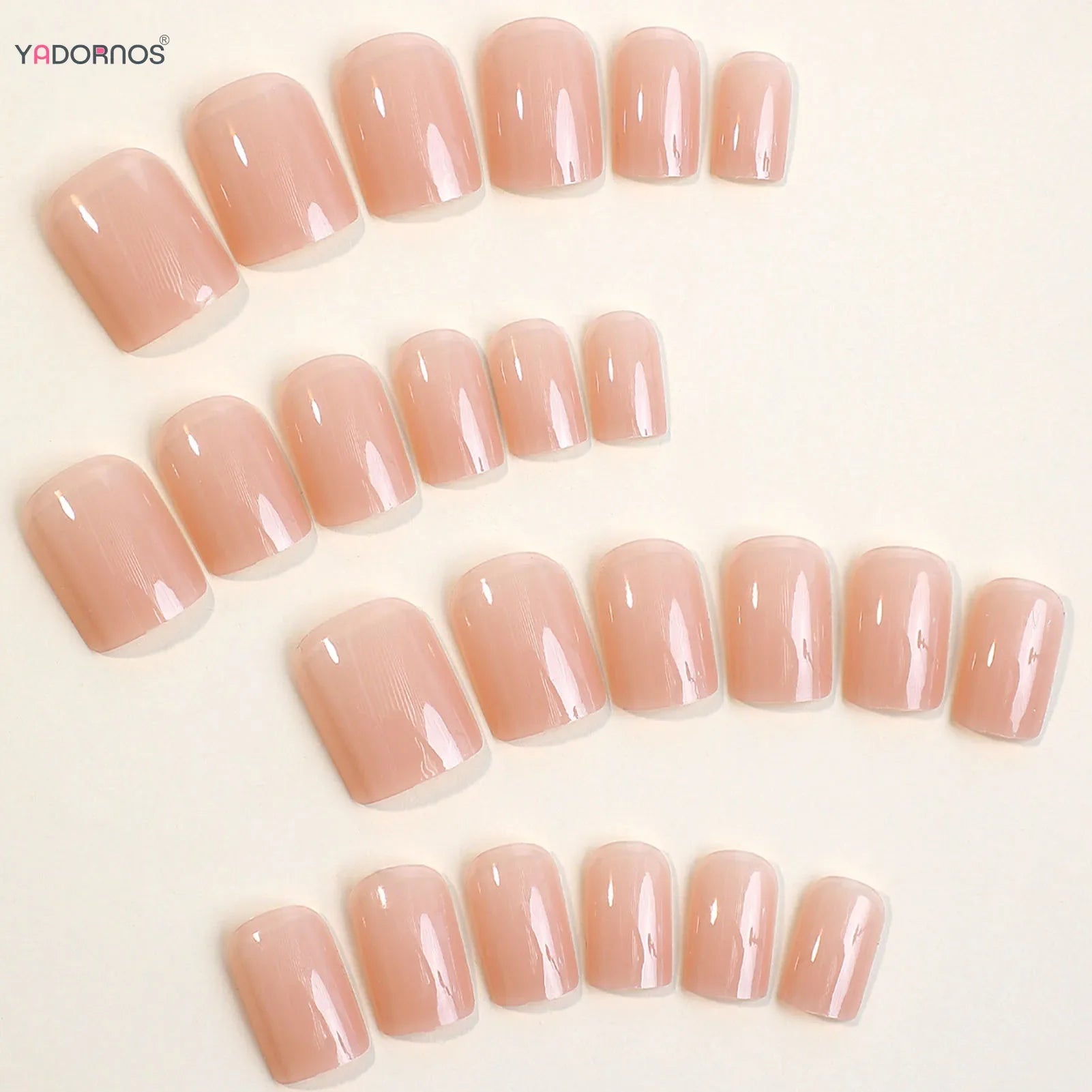 Minimalist Nude Pink Fake Nails 24Pcs Short Square Press On Nails Sweet Girls Charm Manicure Full Cover Stick-on False Nails