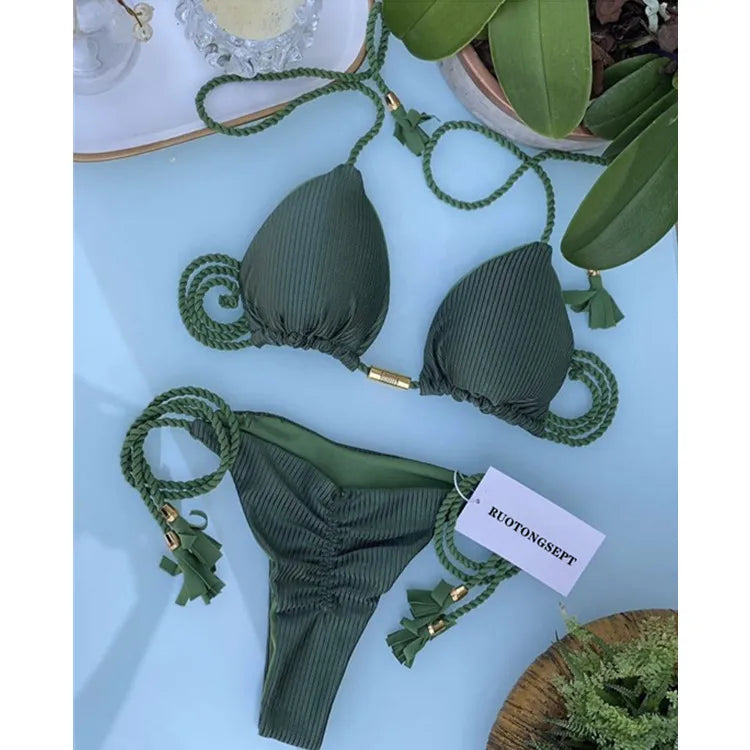 Sexy Bikini Push Up Women Swimsuit Thong Brazilian Bikini Swimwear Female Swimming Bathing Suit Beachwear 8251