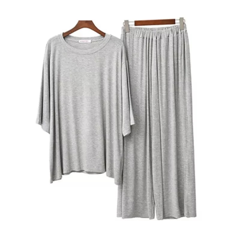 Plus Size 7XL 150K Summer Modal Pajamas Sets Short Sleeve Top and Pants Women Soft Sleepwear Suit Home Women Female Sleepwear