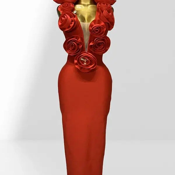 Red And Black Sexy Plow Cut Package Hip Floor Length Dress Graceful Woman Party Dress Cocktail Party Outfit